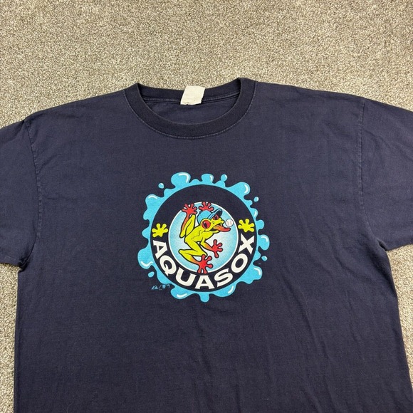 Vintage Aquasox Shirt Mens 2XL Blue Seattle Mariners Affiliate Minor Baseball - Picture 2 of 5